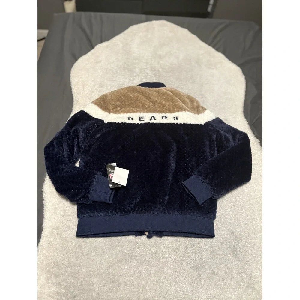 New‎ Chicago Bears NFL Women's Navy Snap Sherpa Jacket Size Medium